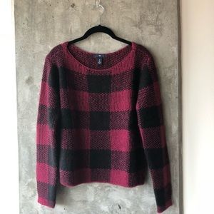 Burgundy and Black Plaid Sweater